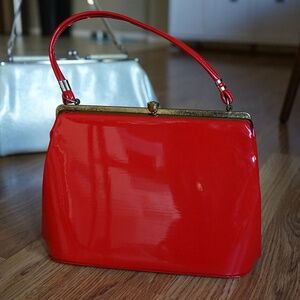 Vintage 1960s Red Patent Vinyl Handbag